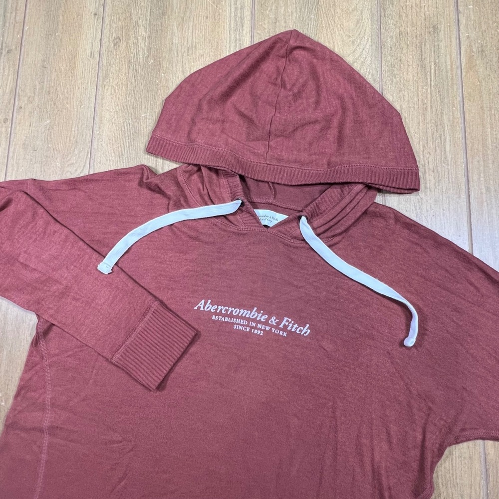 Abercrombie &‎ Fitch Soft Cozy Maroon Graphic Hoodie Mens Large Lightweight